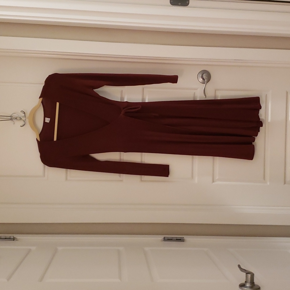 Wrap around burgundy dress